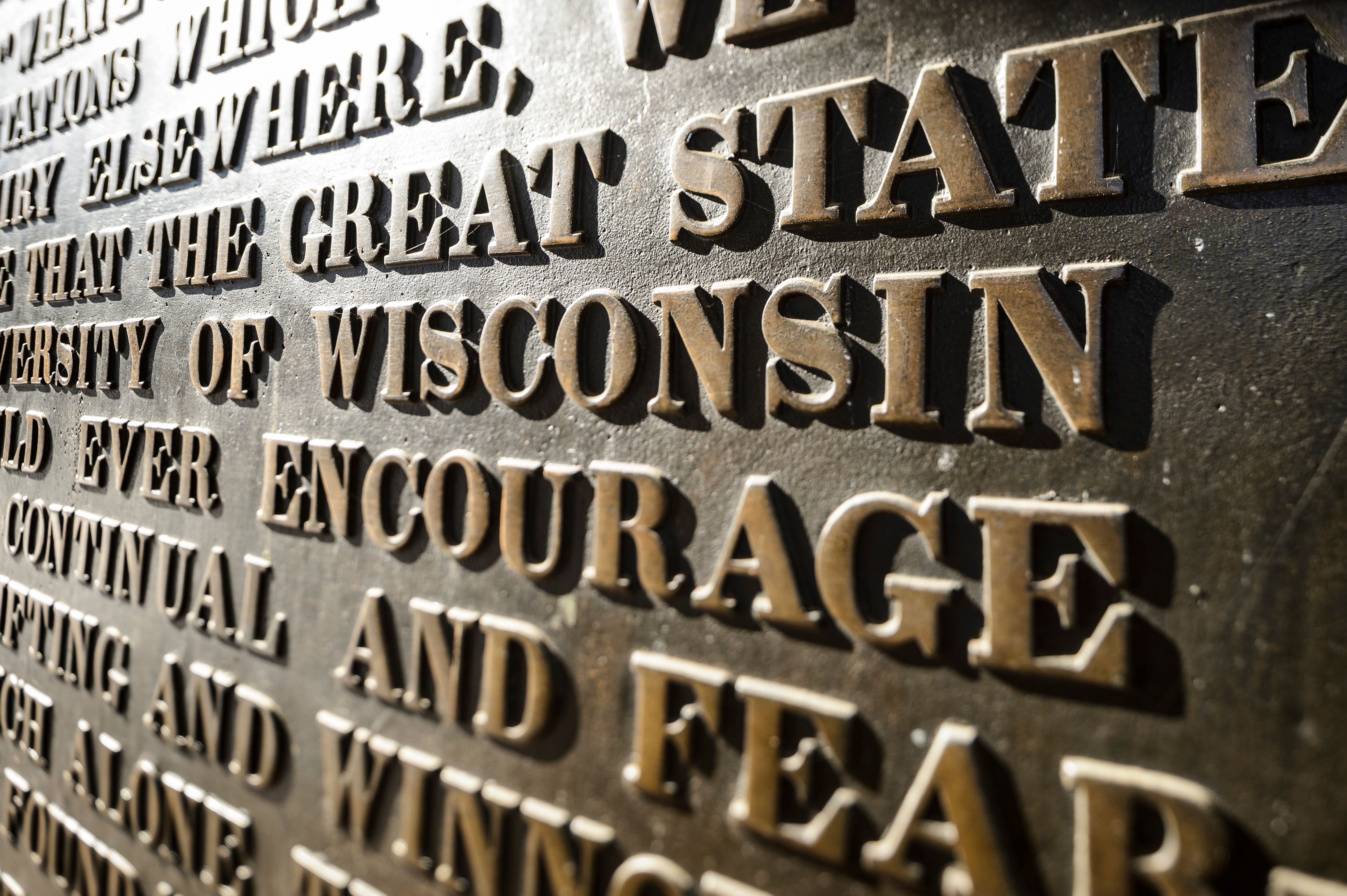 Bronze plaque with letters